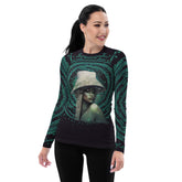 Dreamscape All-Over Print Women's Rash Guard front view.