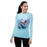 Origami Ocean Waves rash guard for women.