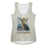 Wonderland Rabbit Retreat tank top for women front view.