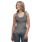 Women's urban chic tank top with grease stain design.