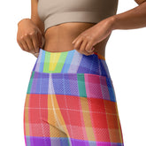 Woman practicing yoga in Denim Horizon Yoga Leggings with a serene backdrop.