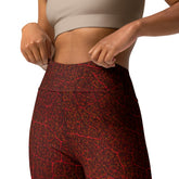 Practicing yoga in Zen Garden Yoga Leggings, featuring a tranquil zen garden print for a peaceful workout atmosphere.