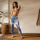 Blue Moon Yoga Leggings on white background.