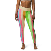 Golden Hour Striped Yoga Leggings displayed on a white background.