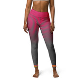 Diamond patterned yoga leggings on model