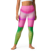 Engaging in a balanced yoga pose with Harmony Wave Wavy Gradient Leggings.