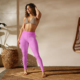 Practicing yoga outdoors in Azure Horizon Yoga Leggings, inspired by the colors of the sky at dawn.