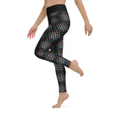 Floral Fusion patterned yoga leggings on model