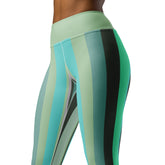 Colorful Boxed Stripe Yoga Leggings with celestial harmony design for a vibrant yoga session.