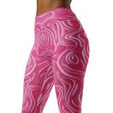 Sunset Serenade All-Over Print Yoga Leggings on a clothing mannequin.