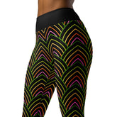 Vibrant Tropical Bliss Yoga Leggings on model