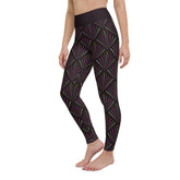 Mystic Forest patterned yoga leggings on white background.