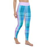 Retro Rainbow Blast Yoga Leggings with a vibrant, colorful design for a fun yoga session.