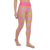 Serenity Grid Box Stripe Yoga Leggings front view