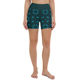 Oceanic Odyssey Yoga Shorts on model