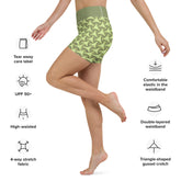 Performing an outdoor yoga pose in the Cosmic Comfort Tristar Yoga Shorts.
