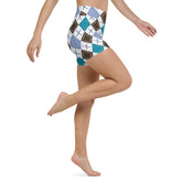Diamond Elegance All-Over Print Yoga Shorts