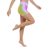 Monochrome Zen Stripe Yoga Shorts on white background