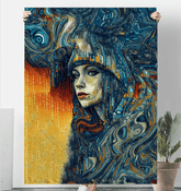 Artistic Auras II Sherpa Blanket draped over a sofa, showcasing its elegant design.