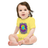 Virgo baby short-sleeve one-piece on a white background.