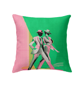 Balletic Euphoria Fashion Pillow on elegant living room sofa.