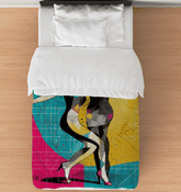 Elegant Balletic Magic Fashion Duvet Cover displayed in a stylish bedroom setting.