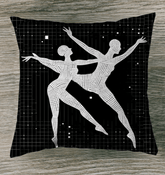 Balletic Poise Attire Outdoor Pillow showcased on a modern outdoor chair.
