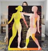 Balletic Tapestry Style Sherpa Blanket on a comfy living room sofa.