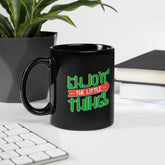 Sci-Fi Typography Adventure Black Glossy Mug - Beyond T-shirts