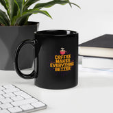Typography Explorer Black Glossy Mug - Beyond T-shirts