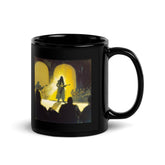 NS-846 black glossy coffee mug on wooden table