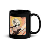 Sleek Surfing 5 01 Black Glossy Mug with vibrant surf artwork.