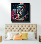 Bluesy tunes, emotional hues wrapped canvas - Beyond T-shirts