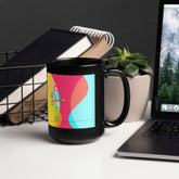 Boy Playing Guitar Black Glossy Mug - Beyond T-shirts