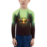 Child wearing CB3-22 Kids Rash Guard while playing at the beach