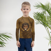 Child wearing CB3-34 Kids Rash Guard standing by the pool