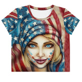 Chromatic Convergence All-Over Print Crop Tee - Beyond T-shirts