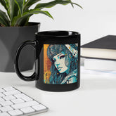 Colorful Creations Black Glossy Mug Front View.