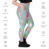 Colorful Desire III Crossover Leggings front view with pockets.