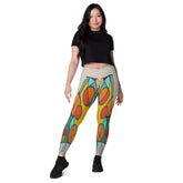 Colorful Passion Crossover Leggings front view with pockets detail.