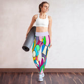 Colorful Passion II vibrant yoga leggings on white background.