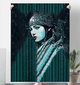 Coloring Creations III Sherpa Blanket displayed on a cozy living room sofa.