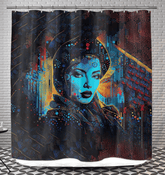Creative Canvas Shower Curtain with abstract design.