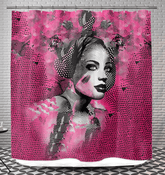 Creative Concepts patterned shower curtain enhancing bathroom aesthetics