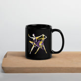 Black glossy mug with dazzling feminine dance design.