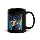 Doodle Daze Black Glossy Coffee Mug with intricate doodle designs.