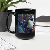 Doodle Daze III artwork on black glossy coffee mug.