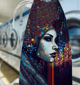 Doodle Daze III patterned laundry bag on white background.