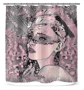 Artistic Doodle Dynamics pattern on a waterproof shower curtain