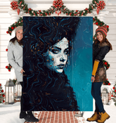 Drawing Delight Sherpa Blanket displayed on a cozy living room couch.